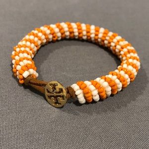 Tory Burch Orange & White Beaded Bracelet